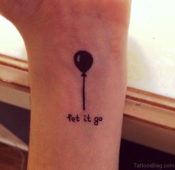 Black Balloon Tattoo On Wrist
