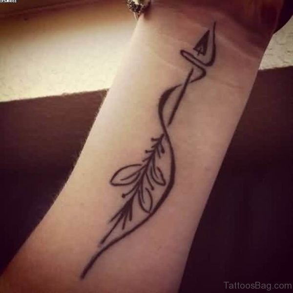 Black Color Swirls And Arrow Tattoo Wrist