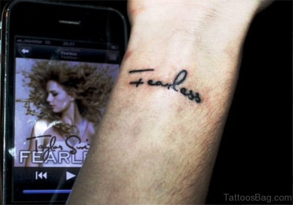 Black Fearless Wrist Tattoo
