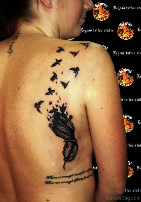 Black Flying Birds Shoulder Tattoo