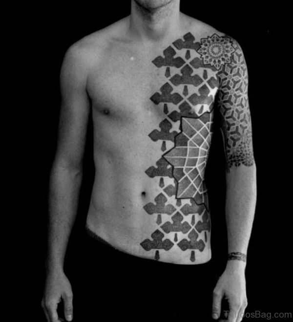 Black Geometric Shoulder Tattoo