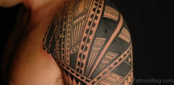 Black Ink Polynesian Tribal Tattoo