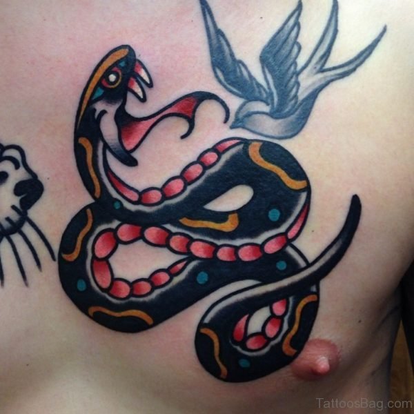 Black Ink Snake Tattoo