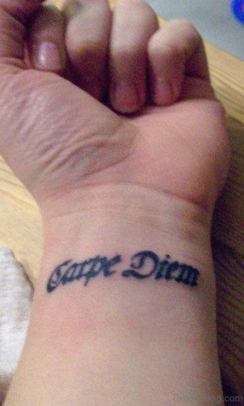 Black Ink Wording Tattoo