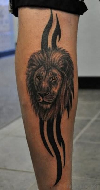 Black Lion Tattoo On Rib