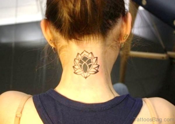 Black Lotus Tattoo On Back Neck