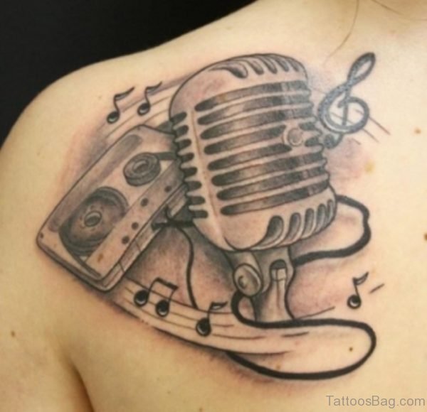 Black Music Shoulder Tattoo Design