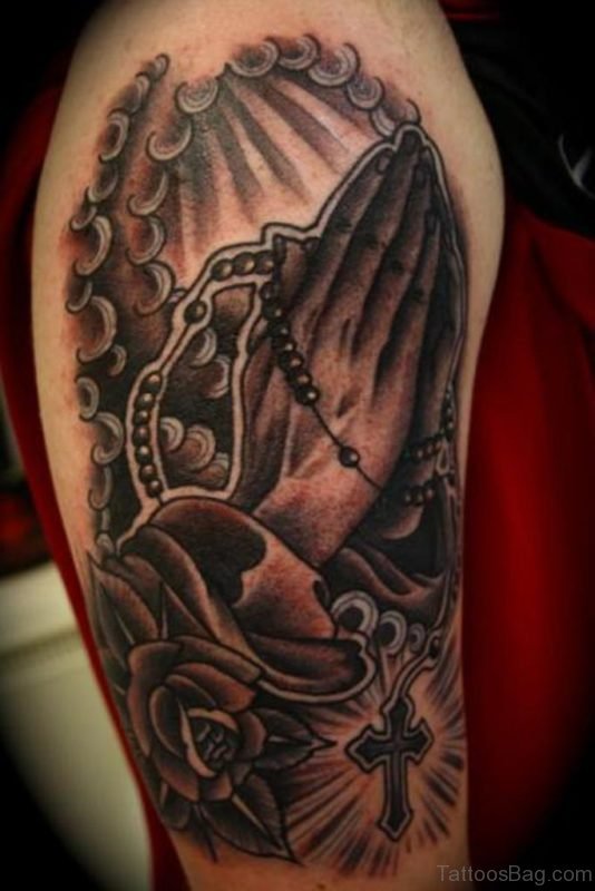 Black Praying Hands Tattoo 