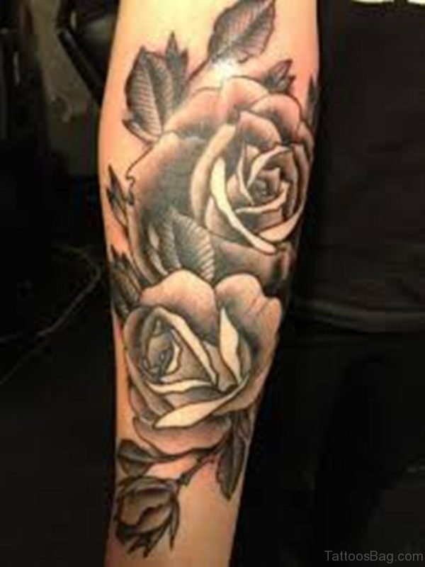 Black Rose Tattoo On Leg