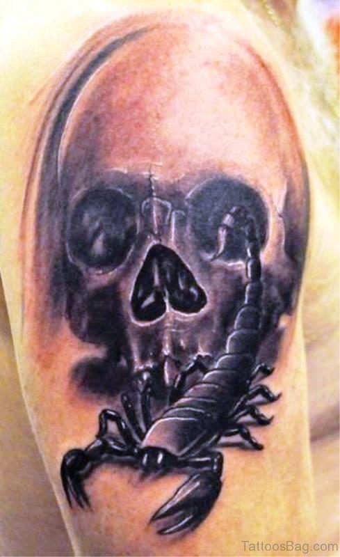 Black Skull Shoulder Tattoo Design