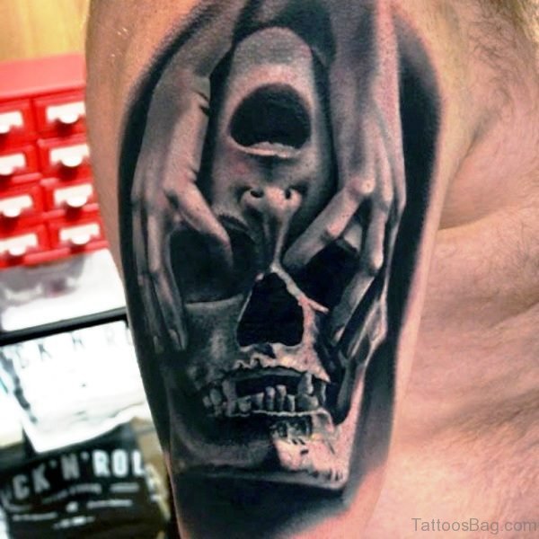 Black Skull Shoulder Tattoo