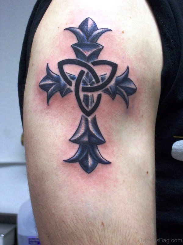 Black Tribal Cross Tattoo