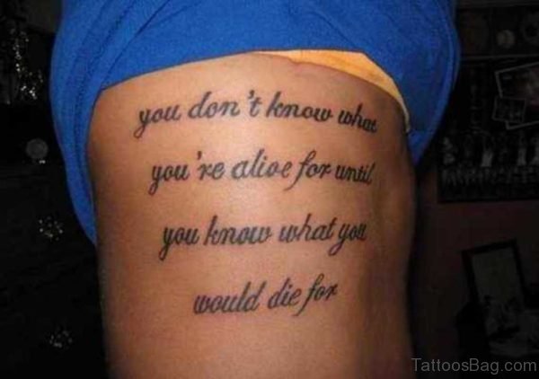 Black Wording Tattoo on Rib
