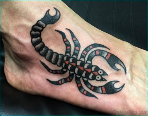 Blacked Foot Scorpion Tattoo