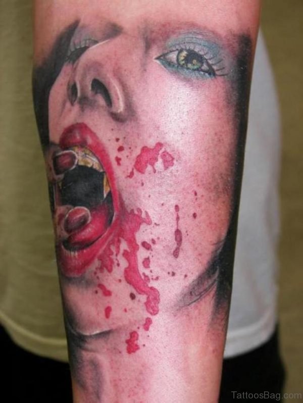 Bleeding Vampire Hourglass Tattoo 