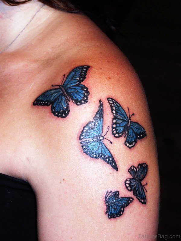 Blue Butterflies Tattoo Design