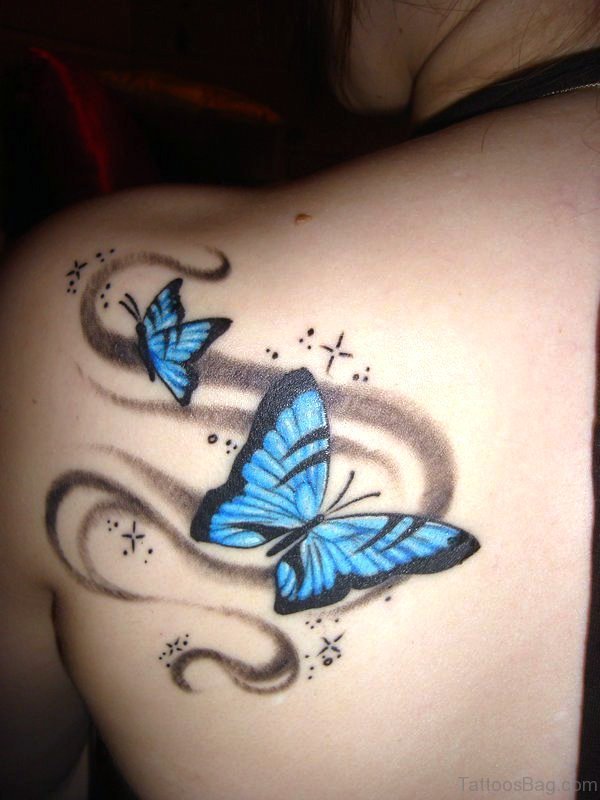 Blue Butterfly Tattoo Design