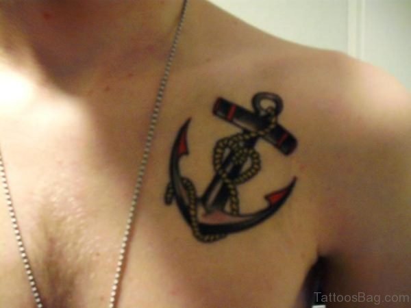 Blue Ink Anchor Tattoo