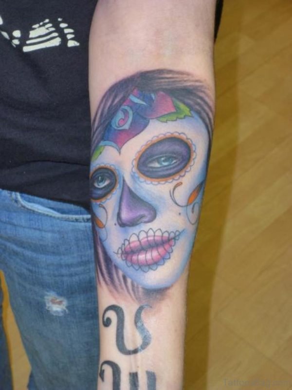 Blue Portrait Tattoo