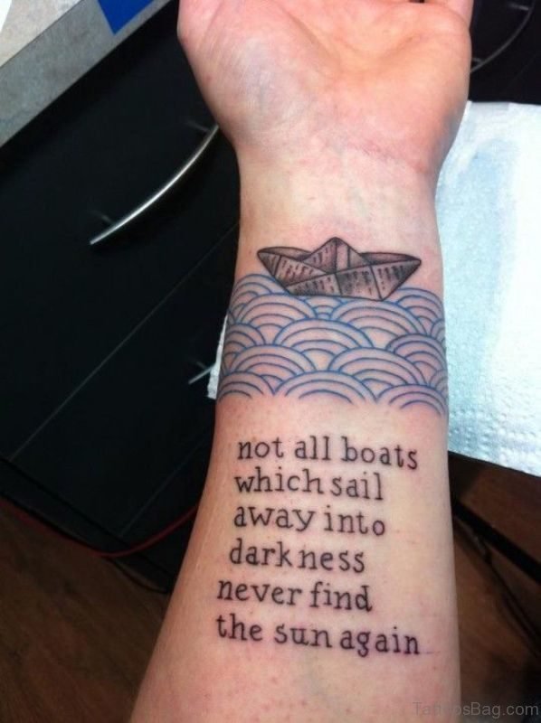 13 Black Boats Tattoos On Wrist
