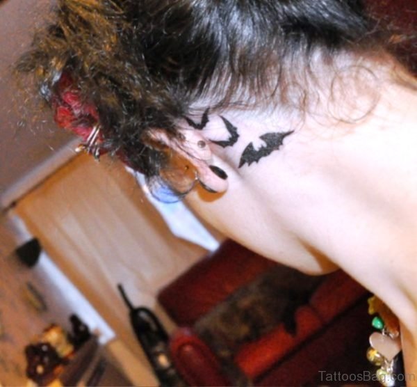 Brilliant Bats Tattoo Behind Ears