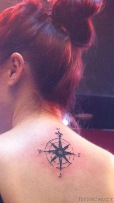 Brilliant Compass Tattoo On Back