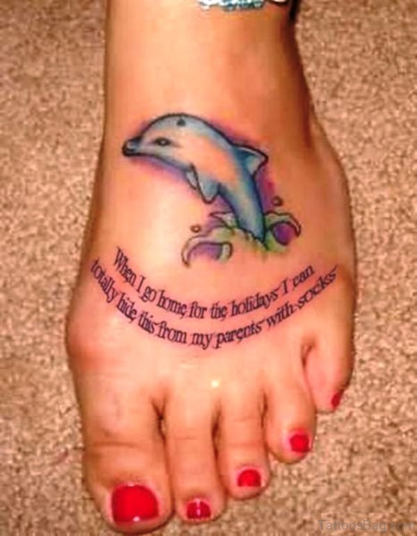 Brilliant Dolphin Tattoo On Foot