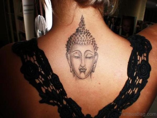 Buddha Face Tattoo On Back