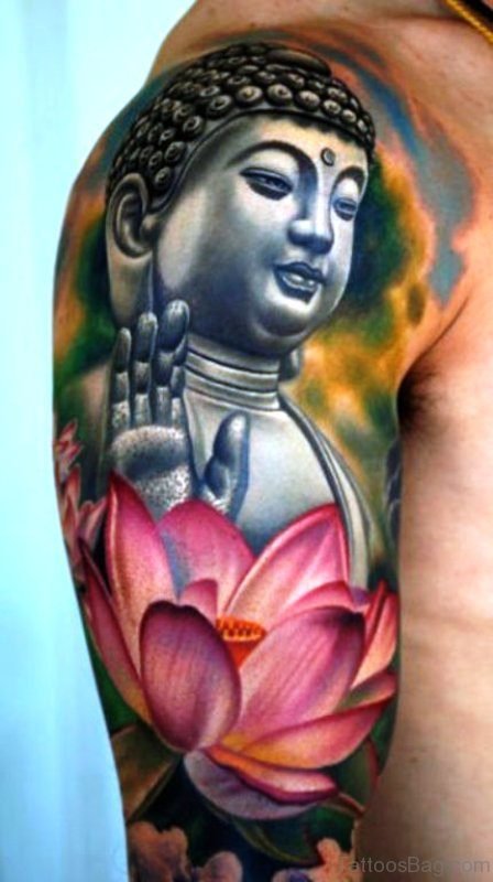 Buddhist And Lotus Tattoo