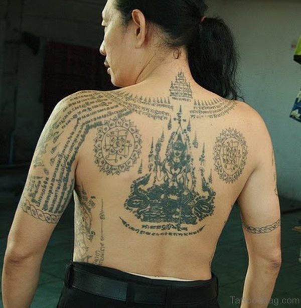 Buddhist Tattoo On Back Image