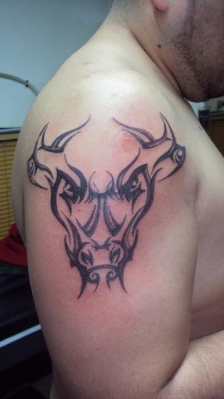 Bull Tattoo On shoulder