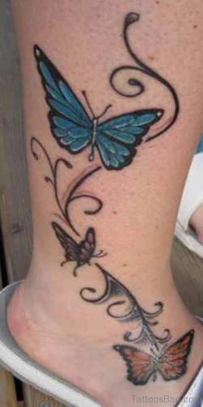Butterfly Ankle Tattoo Design