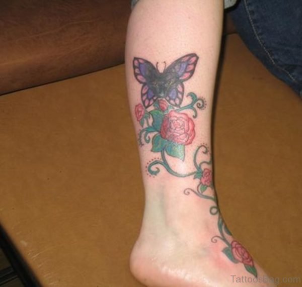 Butterfly Rose Tattoo Design