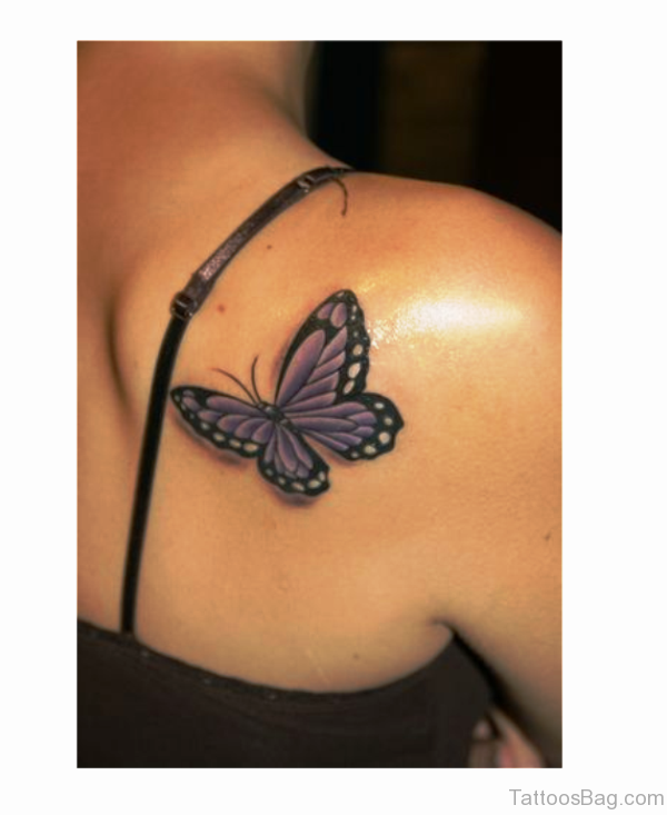 Butterfly Shoulder Tattoo For Girl