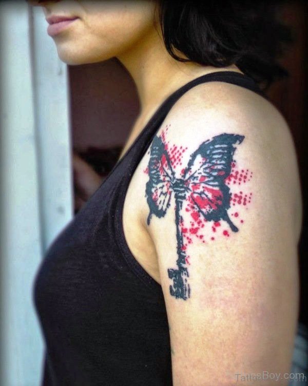Butterfly Tattoo Design On Left Shoulder