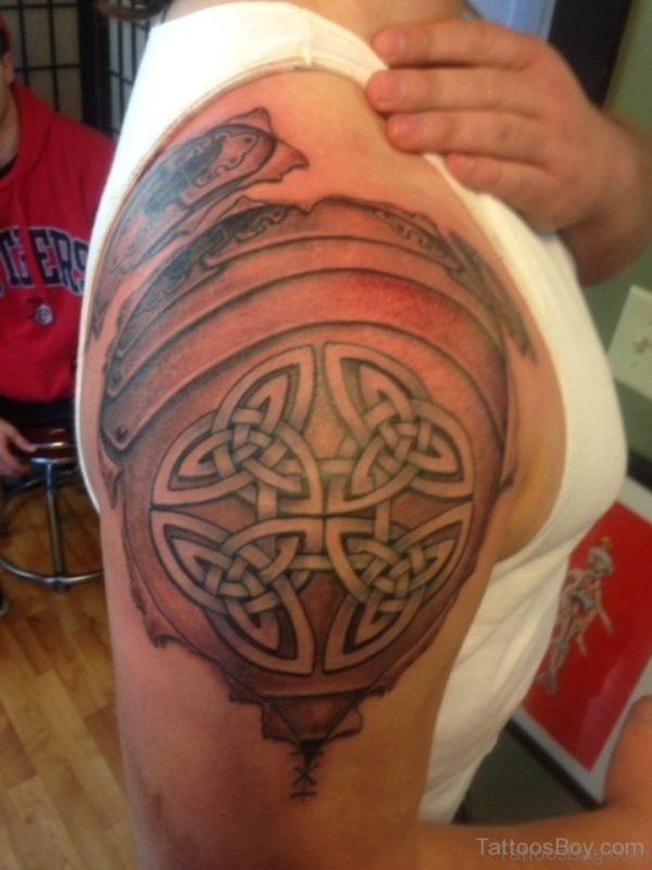 Celtic Armor Tattoo On Shoulder