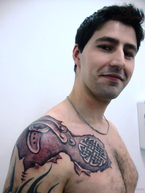 Celtic Armour Tattoo On Shoulder