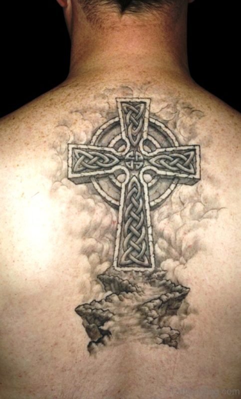 Celtic Claddagh Tattoo On Upper Back