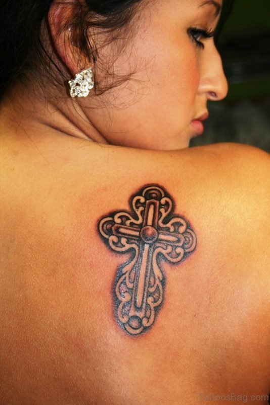 Celtic Cross Tattoo On Shoulder Back