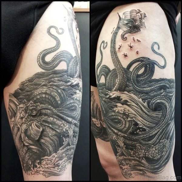 Celtic Kraken Tattoo On Left Shoulder
