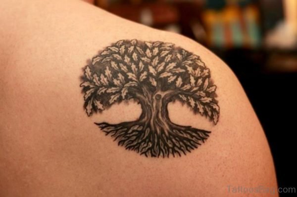 Celtic Tree Tattoo On Back Shoulder