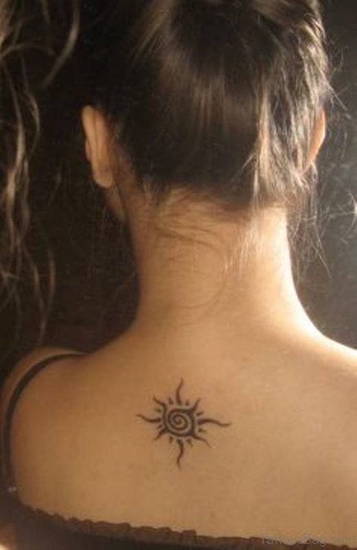 Charming Sun Neck Tattoo
