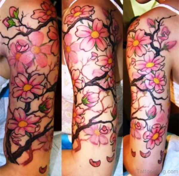 Cherry Blossom Flowers Tattoo Design