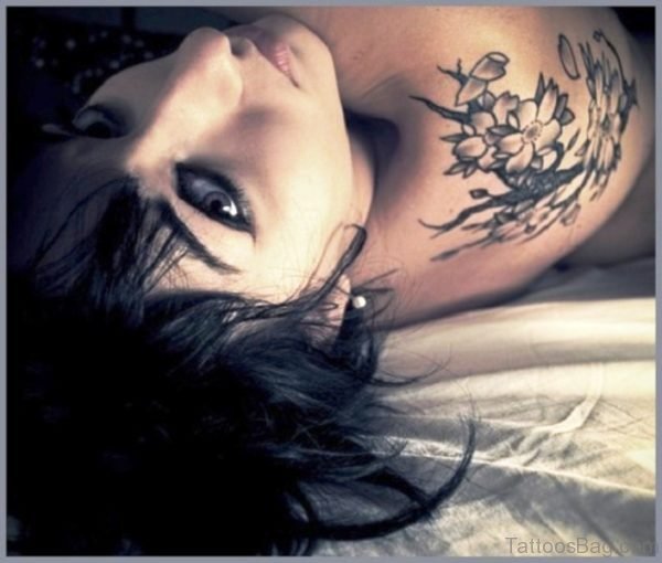 Cherry Blossom Tattoo On Shoulder Back