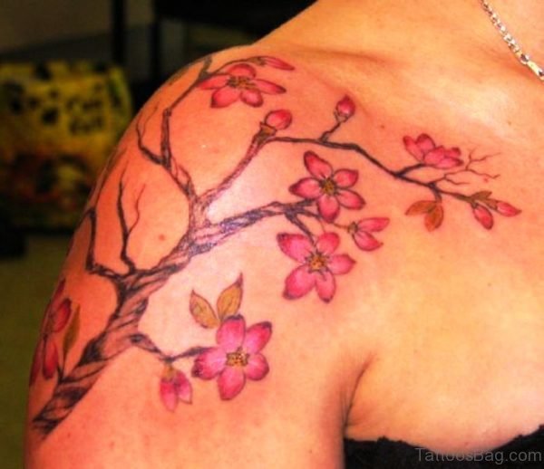 Cherry Blossom Tattoo On Shoulder