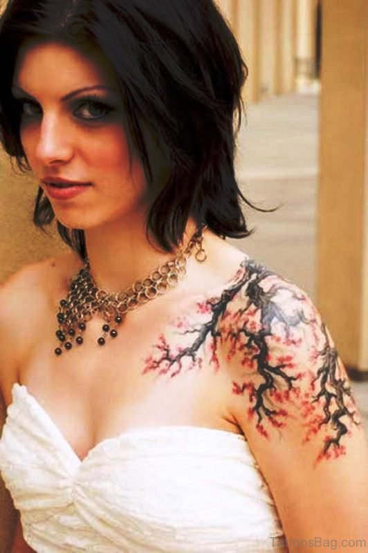 Cherry Blossom Tree On Shoulder