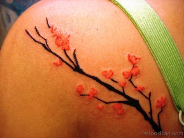 Cherry Blossom Tree Tattoo On Shoulder
