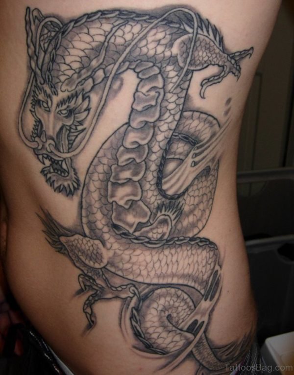 Chinese Dragon Tattoo Design On Rib