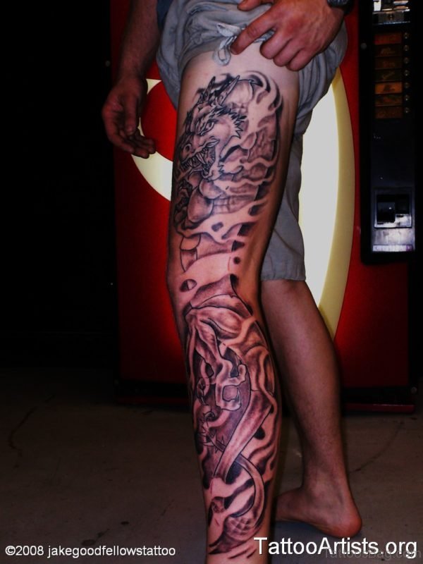 Chinese Dragon Tattoo For Leg