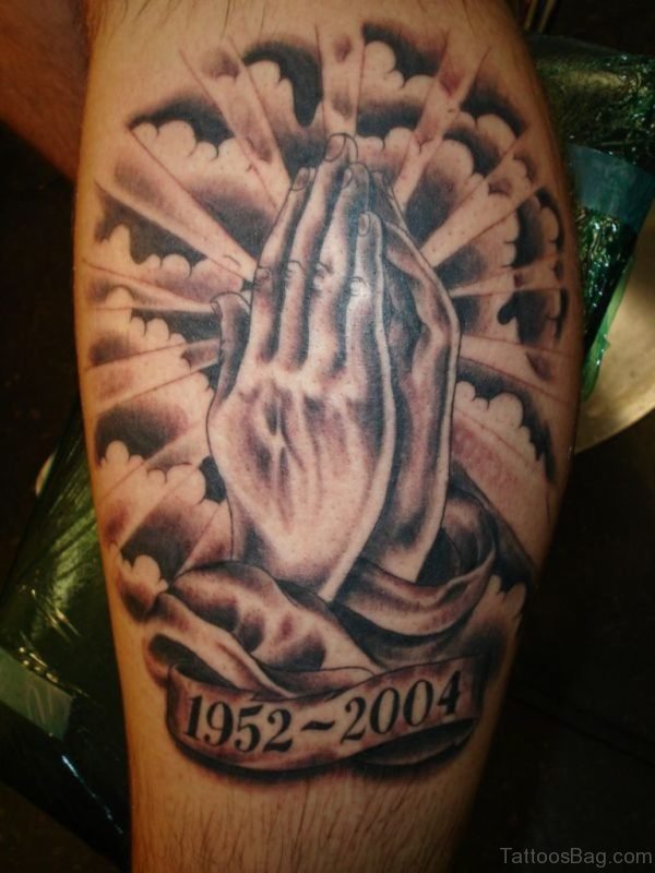 Classic Praying Hands Shoulder Tattoo